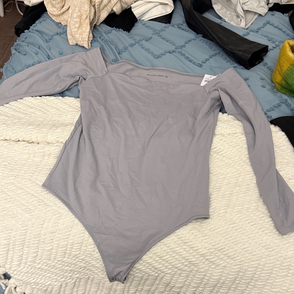 Abercrombie & Fitch Gray Long Sleeve Bodysuit
